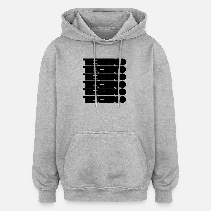 Techno djärv logotypdesign - Oversized luvtröja unisex - gråmelerad