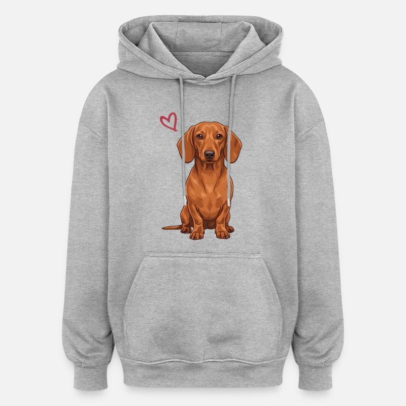 Teckel - Sweat à capuche oversize unisexe - gris chiné