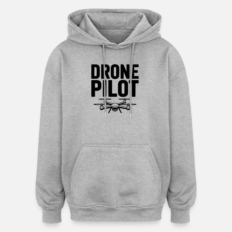pilote de drone - Sweat à capuche oversize unisexe - gris chiné