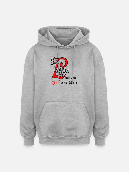 liebste Omi der Welt - Oversized Unisex Hoodie - Grau meliert