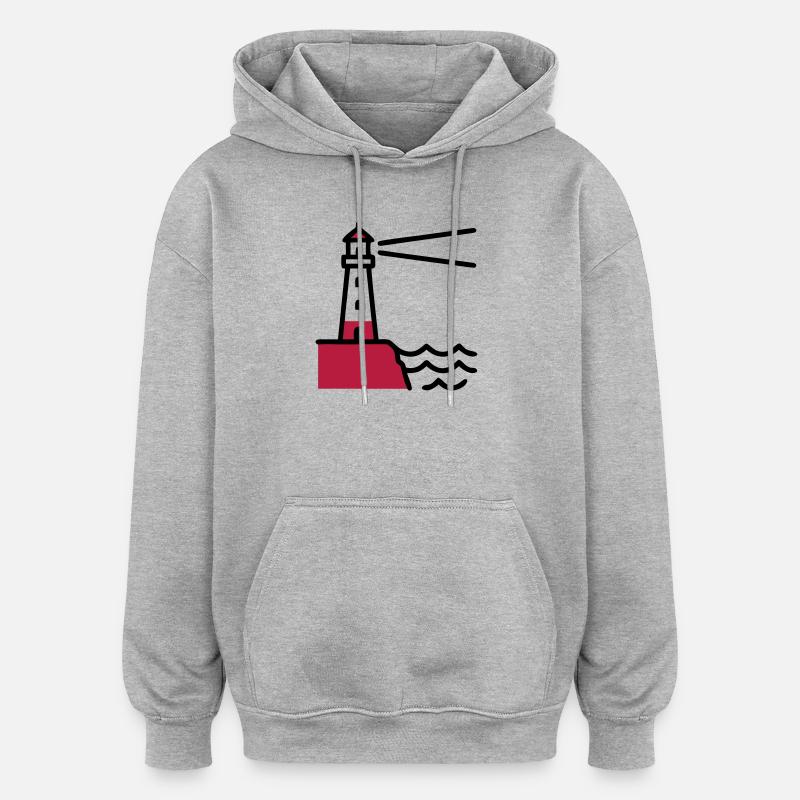 Leuchtturm Küste Maritim Meer - Oversized Unisex Hoodie - Grau meliert