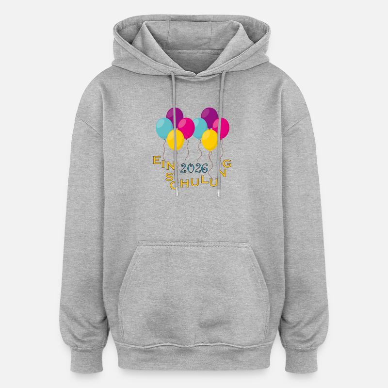 Bunte Ballons Einschulung - Oversized Unisex Hoodie - Grau meliert
