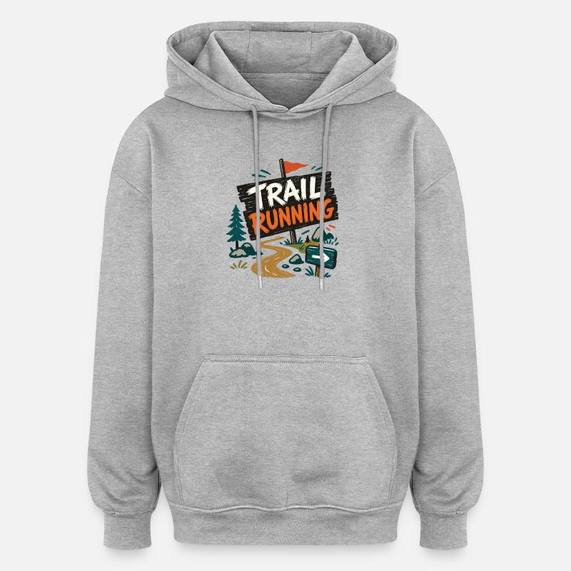 Trailrunning - Oversized Unisex Hoodie - Grau meliert
