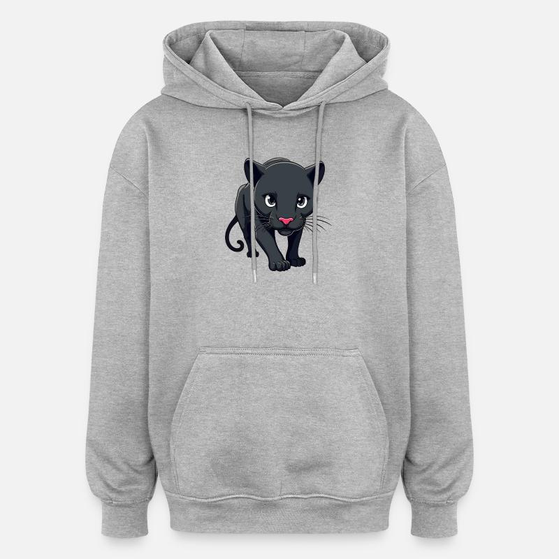 Panthère - Sweat à capuche oversize unisexe - gris chiné