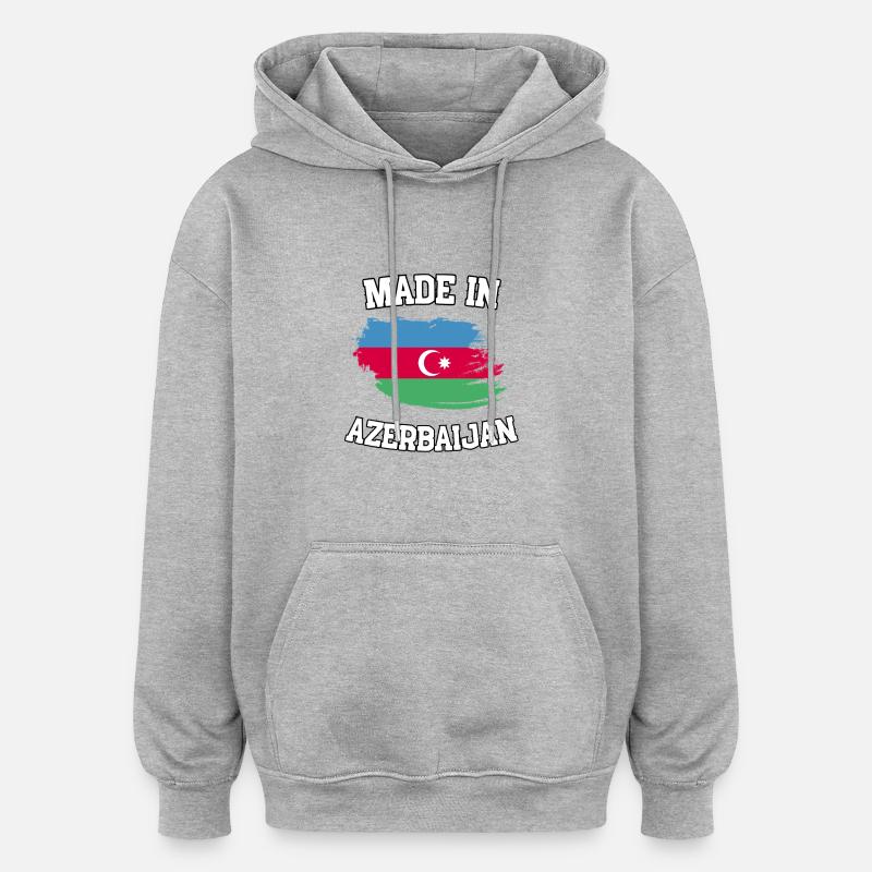Fabriqué en Azerbaïdjan - Sweat à capuche oversize unisexe - gris chiné