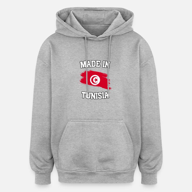 Fabriqué en Tunisie - Sweat à capuche oversize unisexe - gris chiné