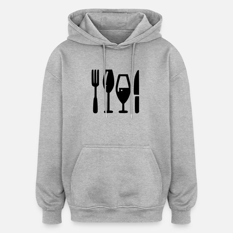 Repas couvert restaurant - Sweat à capuche oversize unisexe - gris chiné