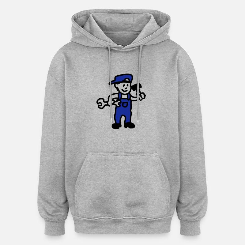 Handwerker - Oversized Unisex Hoodie - Grau meliert