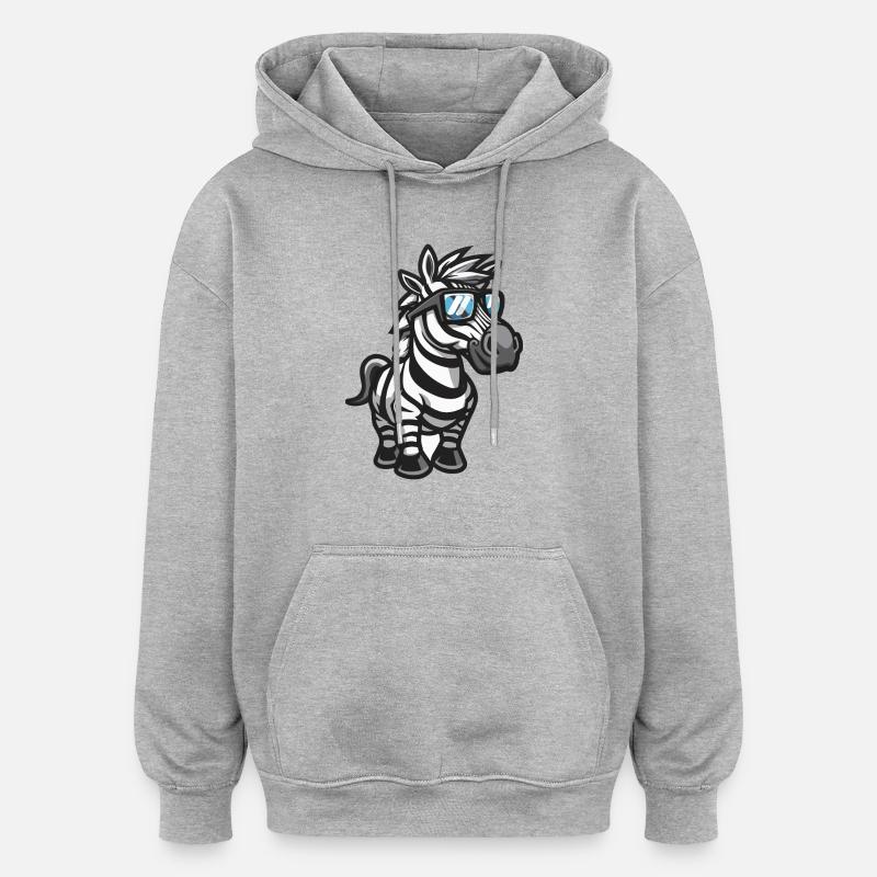 Zebra Comic Cool - Oversized Unisex Hoodie - heather grey