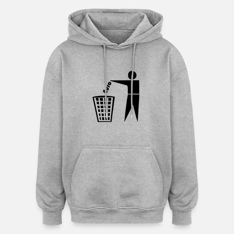 euros - Sweat à capuche oversize unisexe - gris chiné