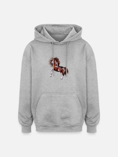 Native Horse - Oversized Unisex Hoodie - heather grey