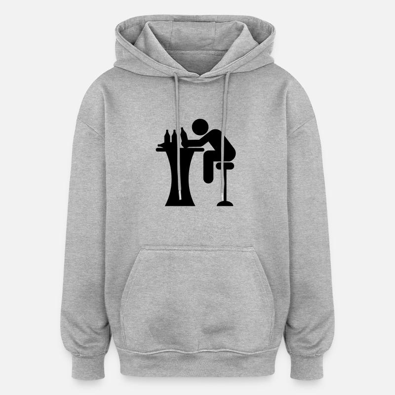 Drunk Bar - Sweat à capuche oversize unisexe - gris chiné