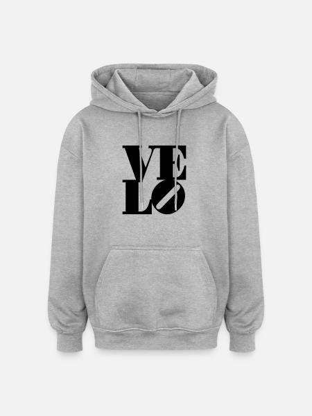 LOVE VELO 1farbig - Oversized Unisex Hoodie - Grau meliert