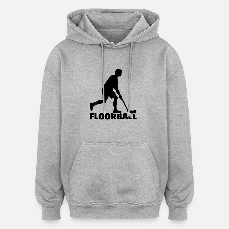 Floorball - Sweat à capuche oversize unisexe - gris chiné