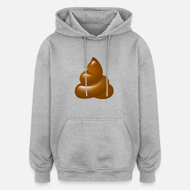 Smiley Poo - Sweat à capuche oversize unisexe - gris chiné