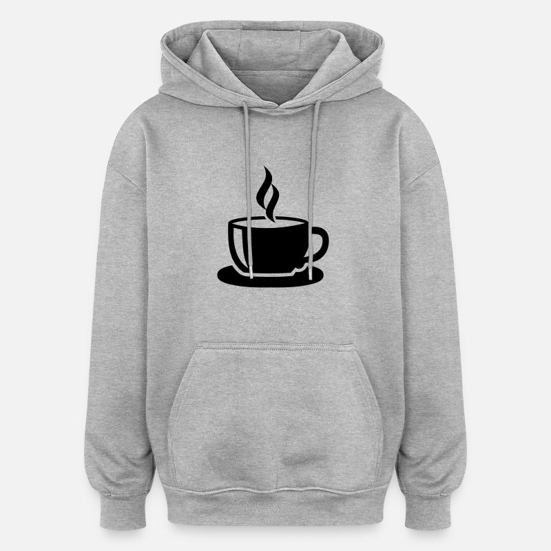 Kaffee - Oversized Unisex Hoodie - Grau meliert
