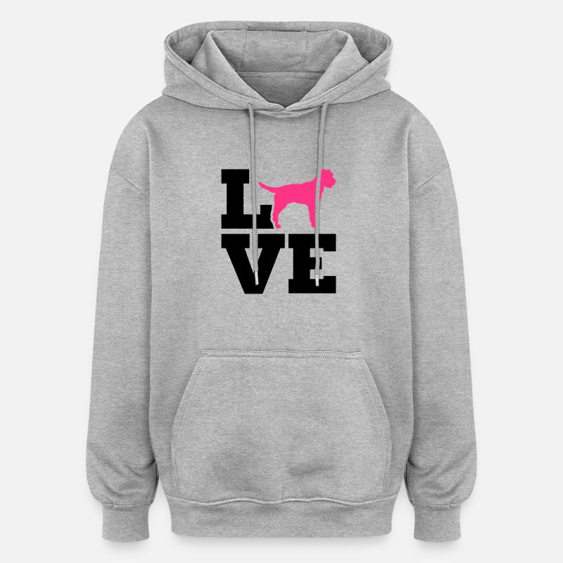 Border Terrier - Sweat à capuche oversize unisexe - gris chiné