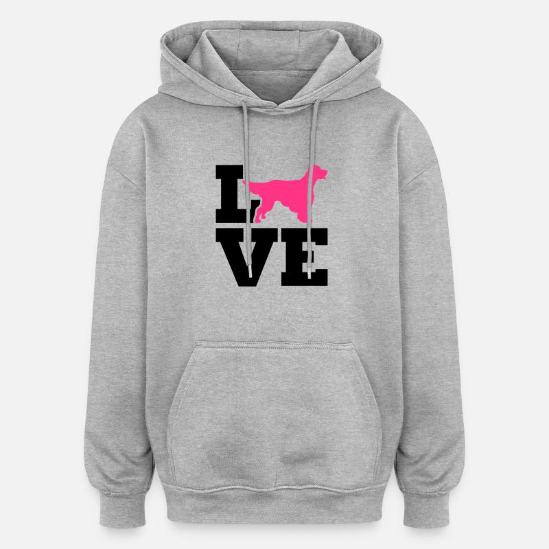English Setter - Sweat à capuche oversize unisexe - gris chiné