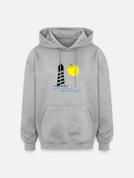 leuchtturm_001 - Oversized Unisex Hoodie - Grau meliert