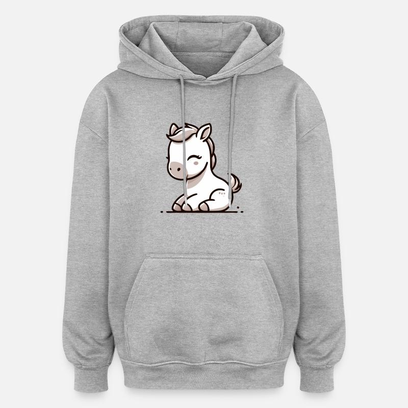 Poney - Sweat à capuche oversize unisexe - gris chiné
