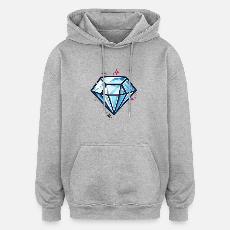Diamant scintillant - Sweat à capuche oversize unisexe - gris chiné