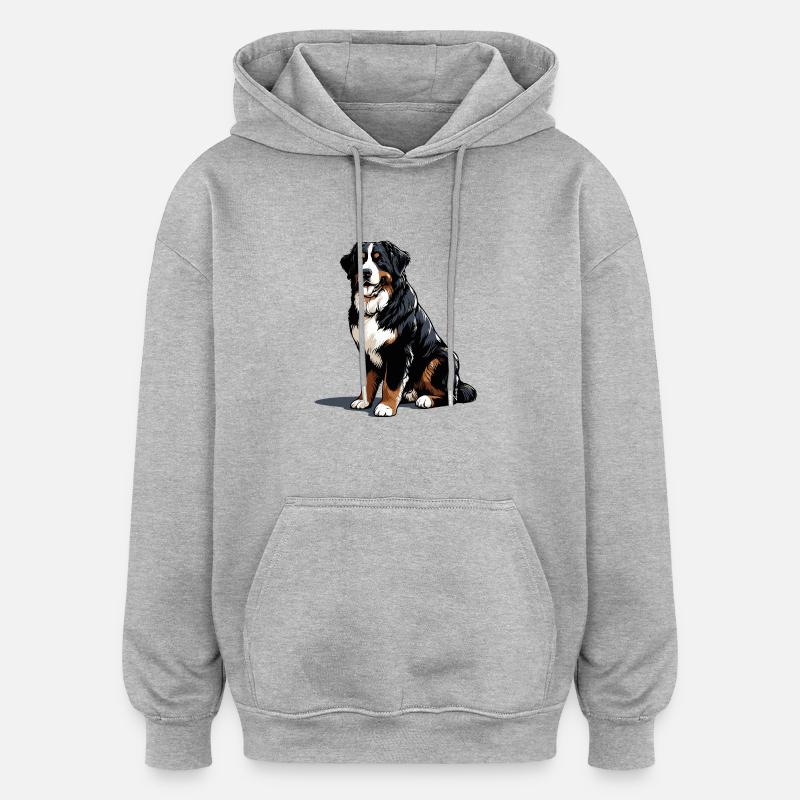 Bouvier bernois - Sweat à capuche oversize unisexe - gris chiné