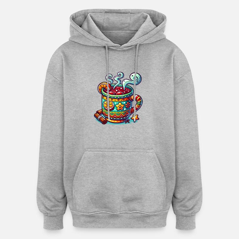 Vin chaud Noël - Sweat à capuche oversize unisexe - gris chiné