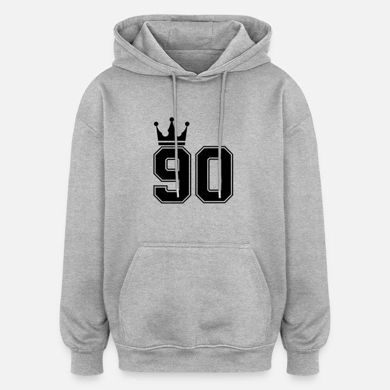 90 Couronnes - Sweat à capuche oversize unisexe - gris chiné