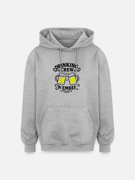 Drinking Crew Bier - Oversized Unisex Hoodie - Grau meliert