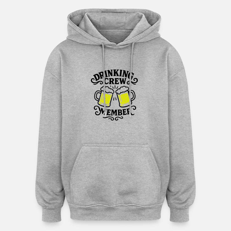 Drinking Crew Bier - Oversized Unisex Hoodie - Grau meliert