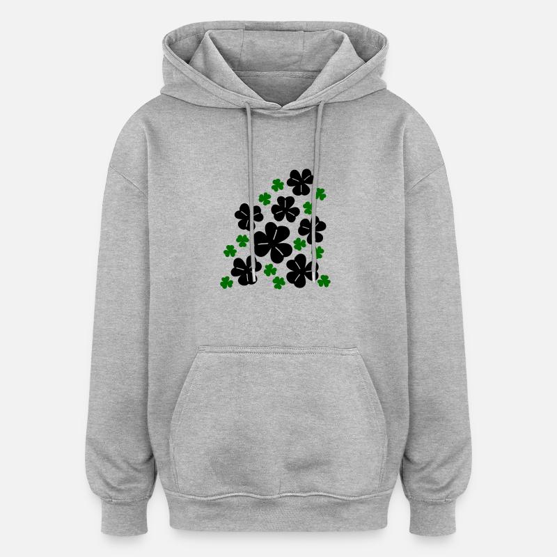 Kleeblätter - Oversized Unisex Hoodie - Grau meliert