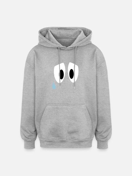 Smiley Sad Eyes - Oversized Unisex Hoodie - heather grey