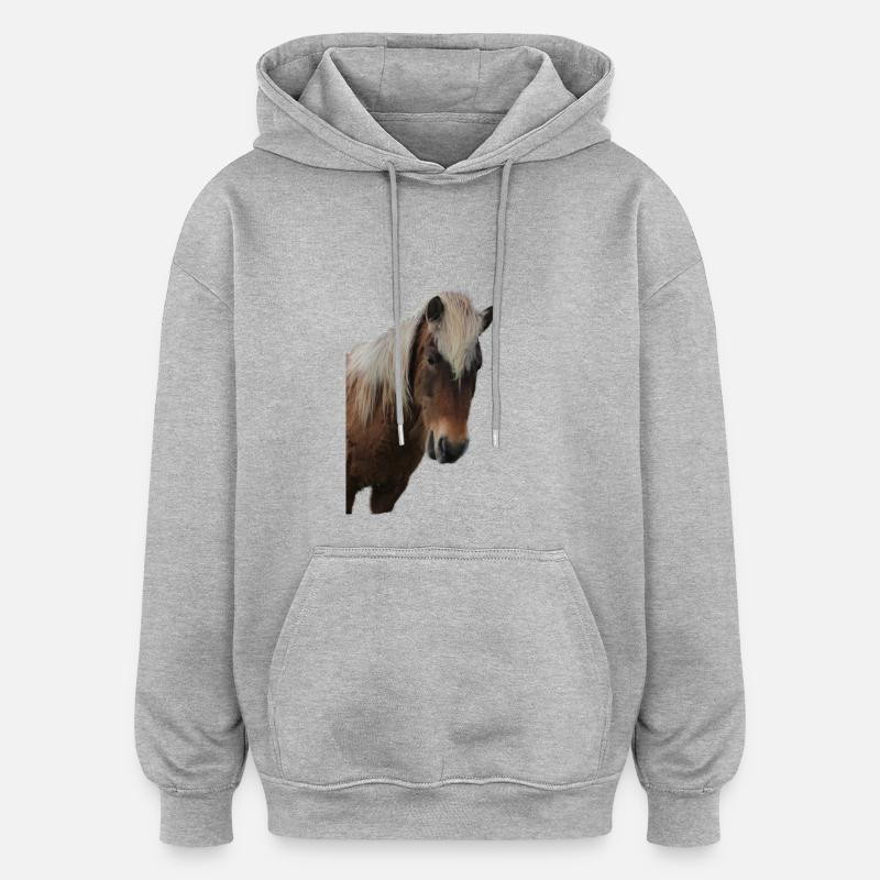 Chevaux T-shirt Cadeau Cavalier - Sweat à capuche oversize unisexe - gris chiné