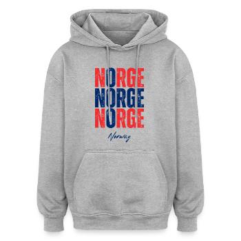 Norwegische Flagge, Norwegischer Stolz - Oversized Unisex Hoodie - Grau meliert - Vorne - Noah (186cm)