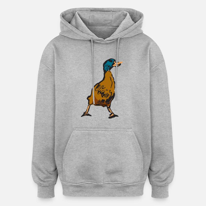 duck25 - Sweat à capuche oversize unisexe - gris chiné