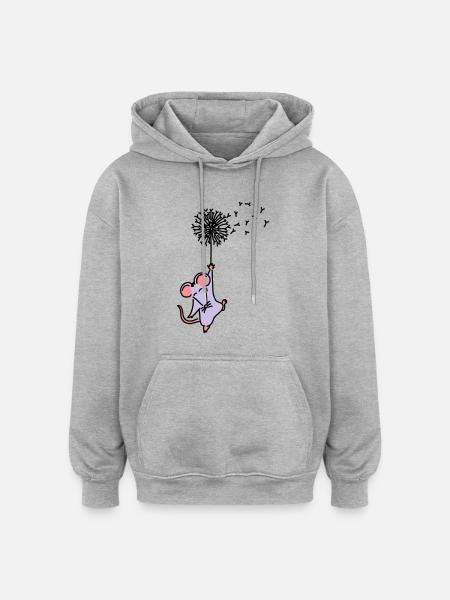 Pusteblumenmäuschen - Oversized Unisex Hoodie - Grau meliert