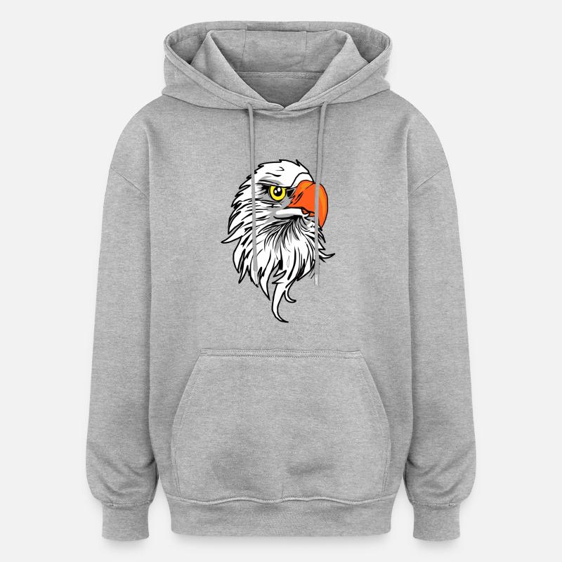 bande dessinée aigle - Sweat à capuche oversize unisexe - gris chiné