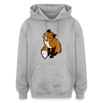 renard - Sweat à capuche oversize unisexe - gris chiné - Devant - Noah (186cm)