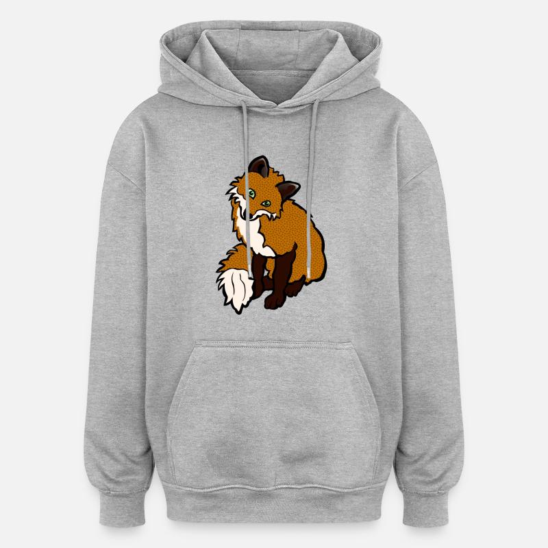 Fox - Oversized Unisex Hoodie - heather grey