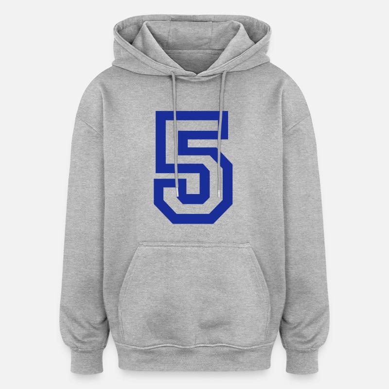 5 - Nummer - Oversized Unisex Hoodie - Grau meliert