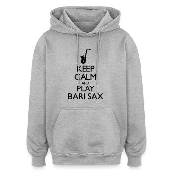 Play Bari Sax - Sweat à capuche oversize unisexe - gris chiné - Devant - Noah (186cm)
