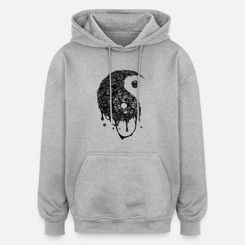 Yin Yang - Sweat à capuche oversize unisexe - gris chiné