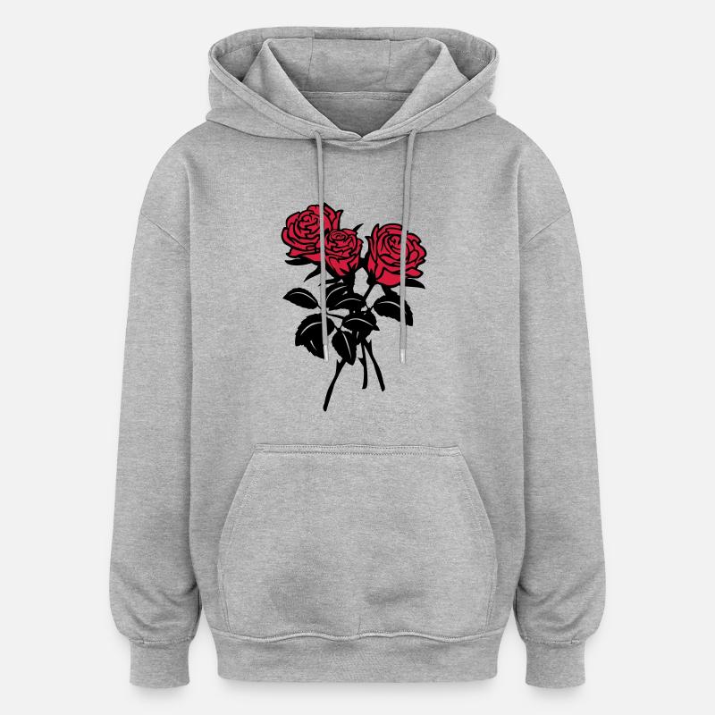 roses - Sweat à capuche oversize unisexe - gris chiné