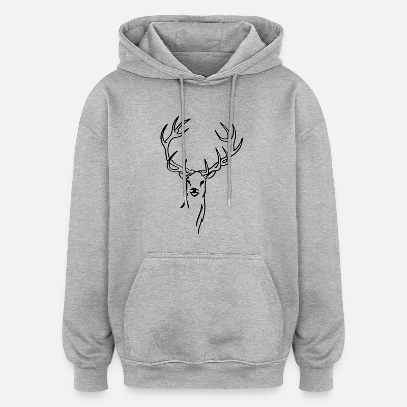 Deer - Oversized Unisex Hoodie - heather grey