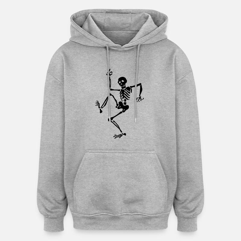 Le skeleton - Sweat à capuche oversize unisexe - gris chiné