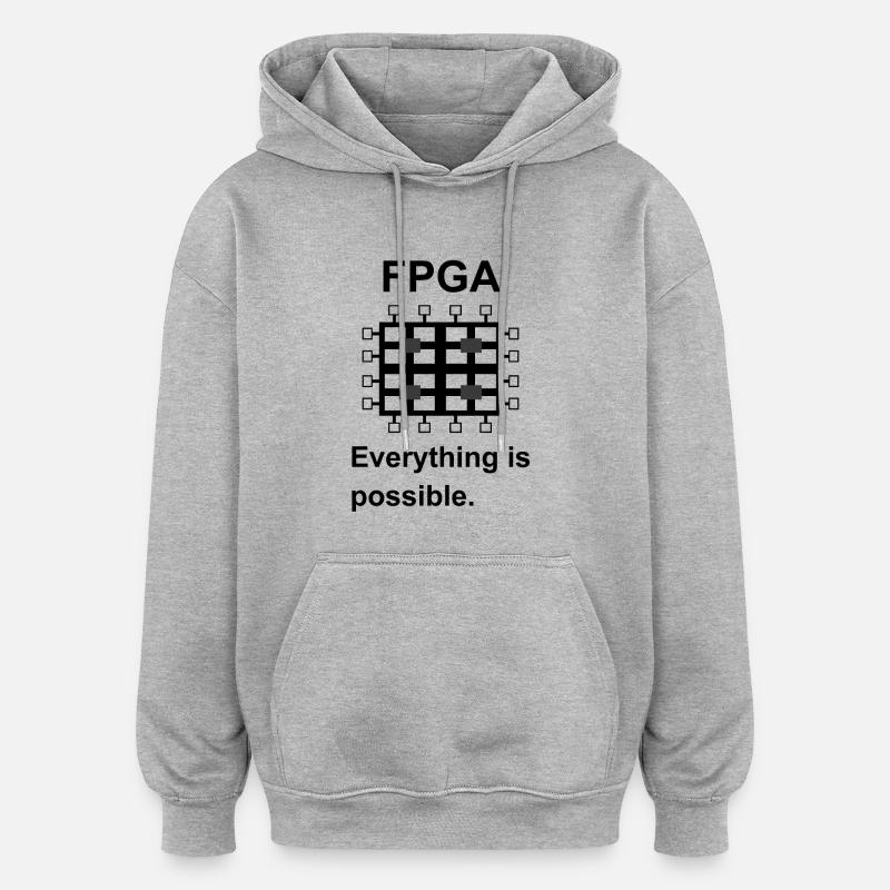 FPGA - Sweat à capuche oversize unisexe - gris chiné