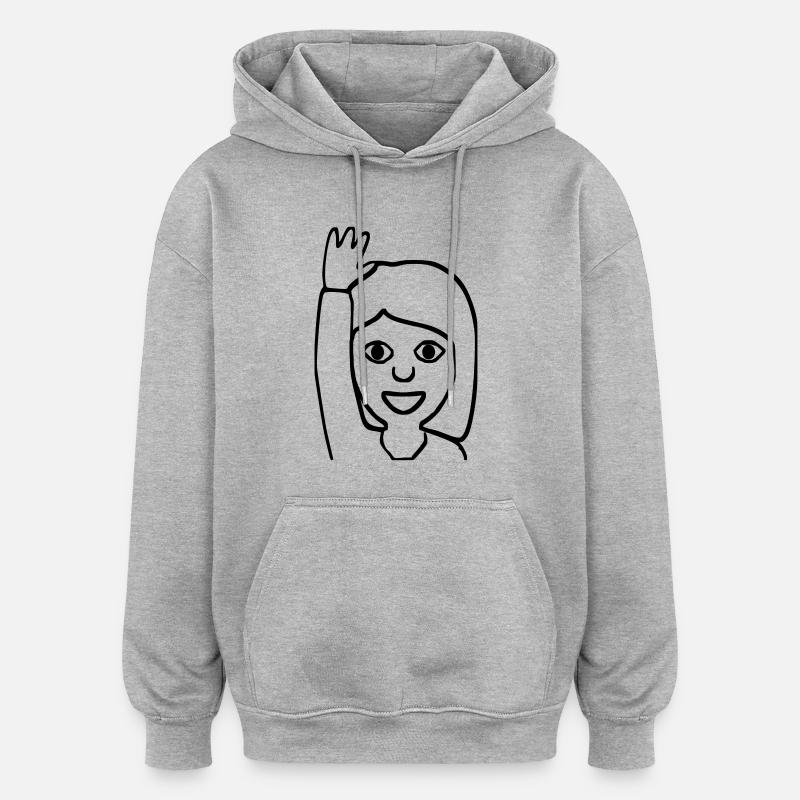 Emoji salutations - Sweat à capuche oversize unisexe - gris chiné