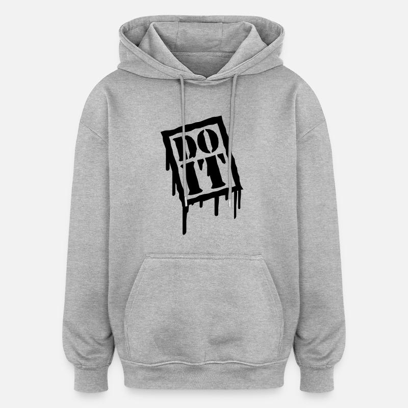 Do It - Sweat à capuche oversize unisexe - gris chiné