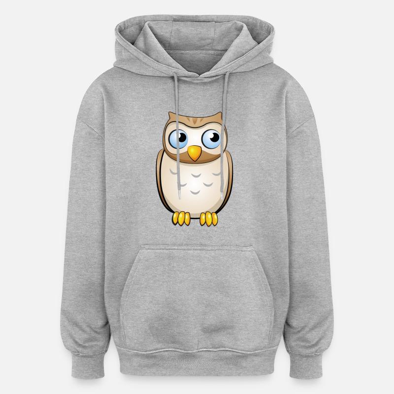 Chouette - Sweat à capuche oversize unisexe - gris chiné