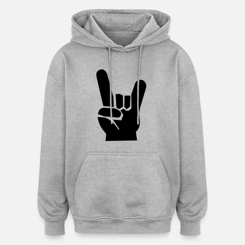 rock n roll - Sweat à capuche oversize unisexe - gris chiné